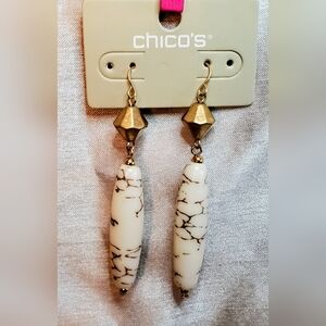 Chico's Gold and Cream Gold Marbled Earrings